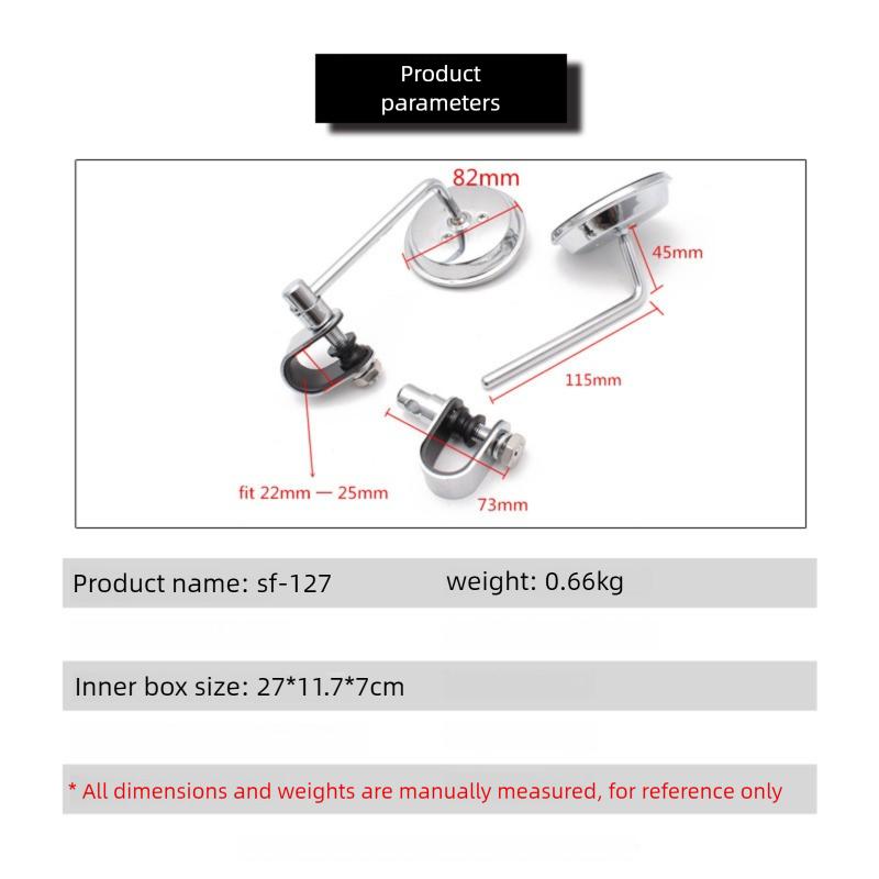 Motorcycle Rearview Mirrors Set, 22-25Mm Universal Fit, Flat Curved Lens, Motorcycle Frame & Accessories, Power Sports Parts