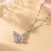 Elegant Women's Butterfly Zircon Copper Necklace
