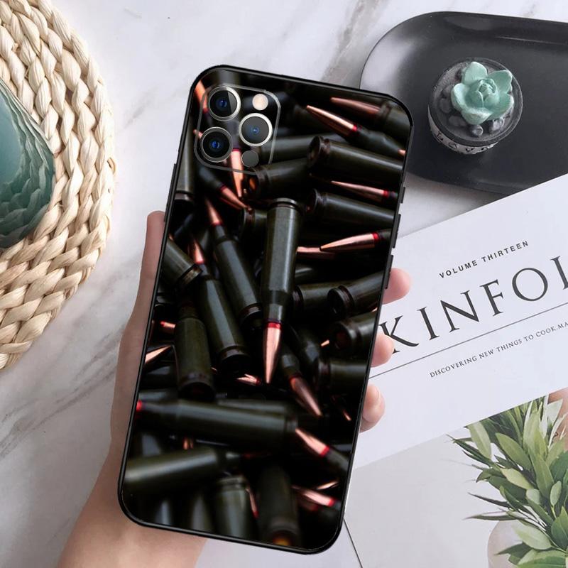Coque de téléphone Collage de Balles d'Armes Militaires Pour iPhone 16 15 14 13 12 11 Pro Max 12 13 Mini 7 8 16 Plus X XR XS Max Housse