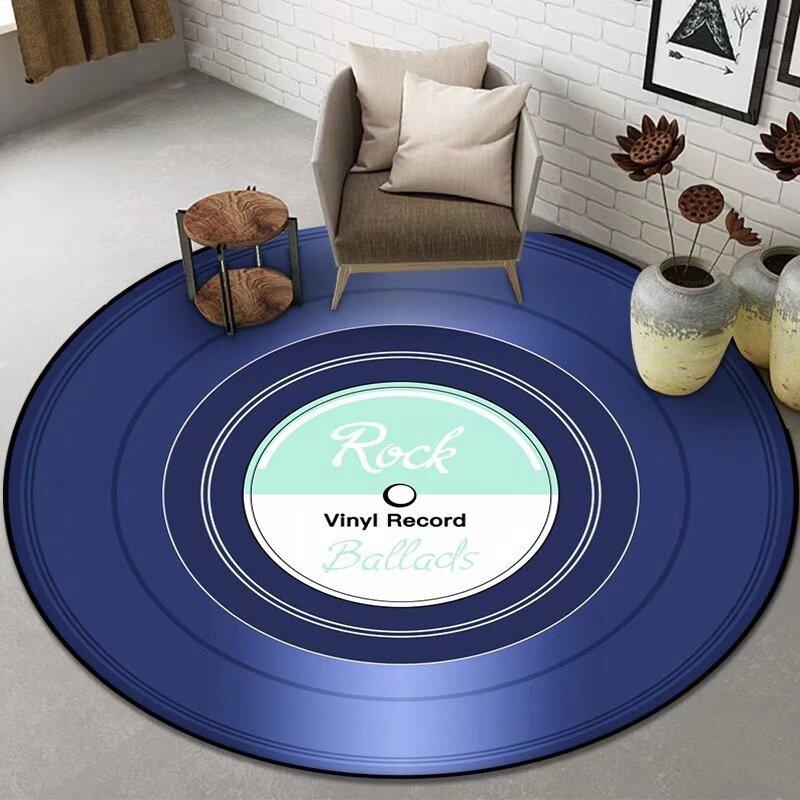 Modern Minimalist Black White Round Piano Keyboard &record Carpet Mat for Living Room Bedroom Sofa Area Home Decoration Rug