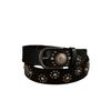 [XIAOXIAODEDIAN] Studded Belt for Men, Vintage Style, 3.3cm Width, 112cm Length, PU+TPE, Casual Jeans (Black)