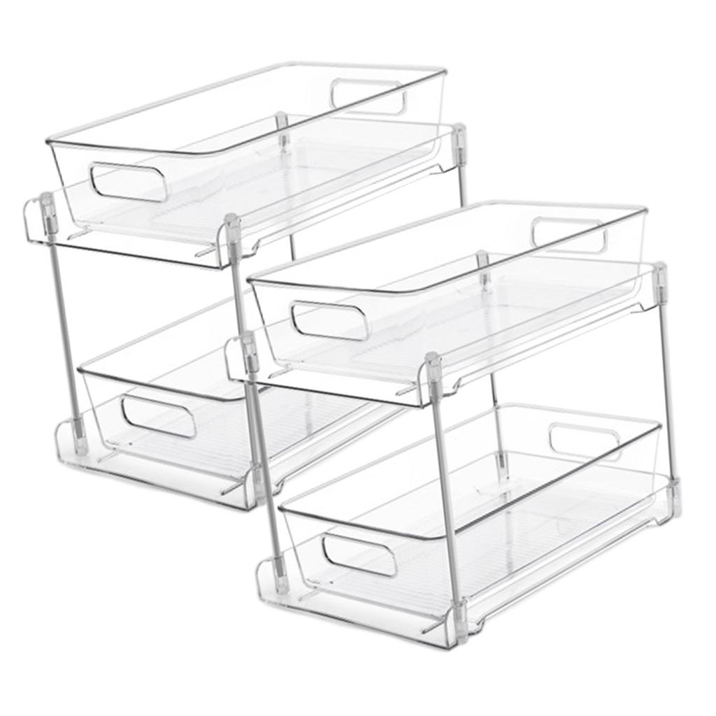 Undersink Kitchen Shelf Cabniet Storage Bins for Countertop Cabinet Kitchens 2Pcs
