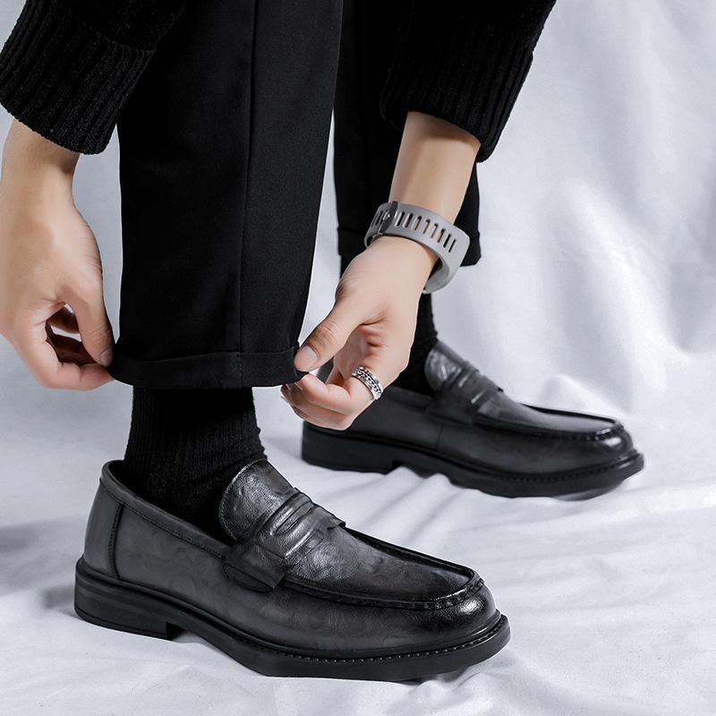 Casual Leather Shoes Men's Autumn 2025 New One-pedal Business Dress Young Men's Black Work Shoes 41018-R