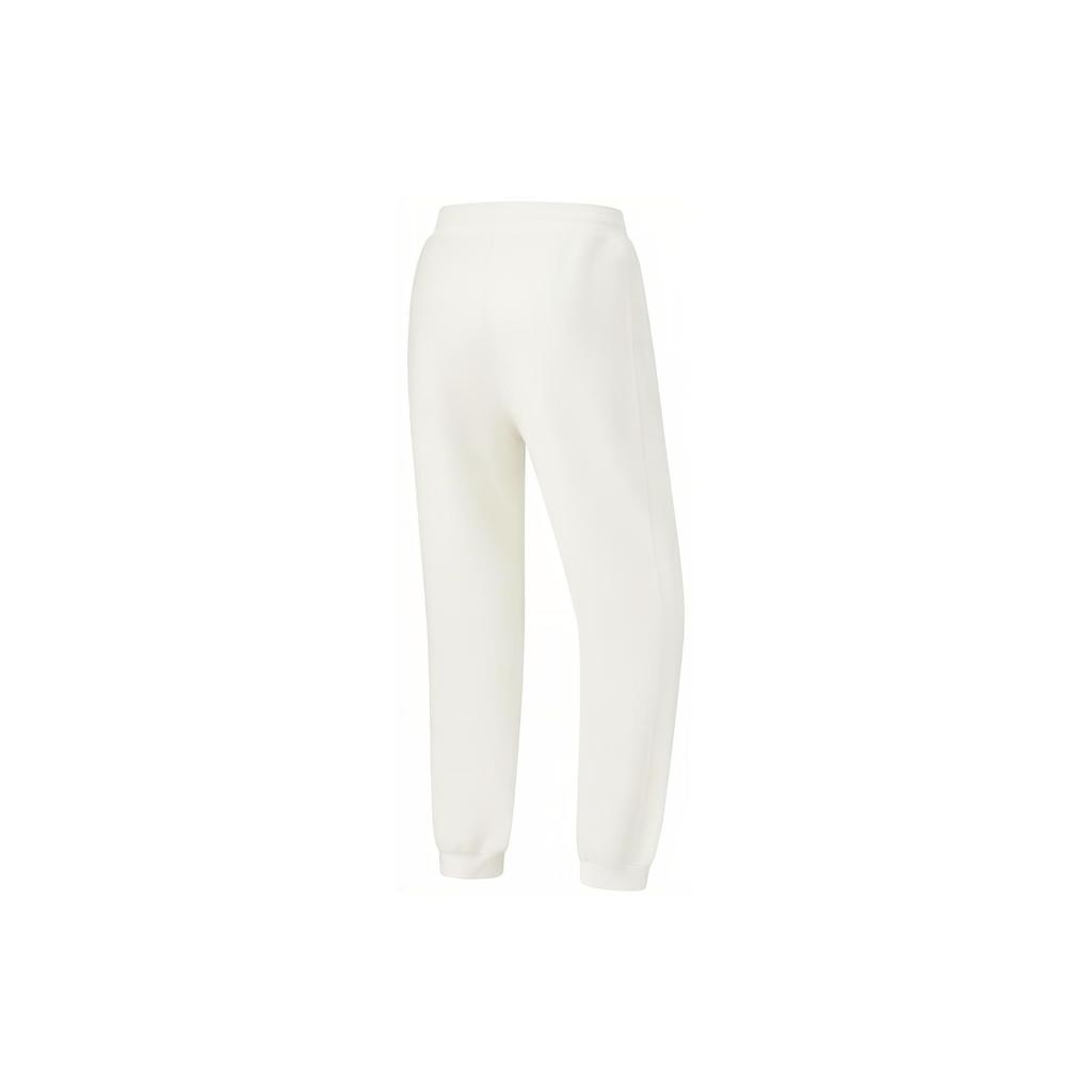 Li Ning Fitness Series Solid Color Tapered Knit Sports Pants Women Bottoms Off-White AKLTB18-2