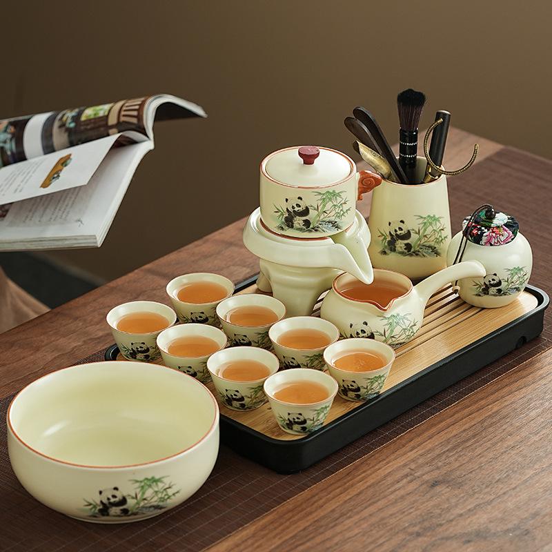 Panda Ru Kiln Kung Fu Tea Set: 2024 Gaiwan & Teapot, Ideal for Home or Gift