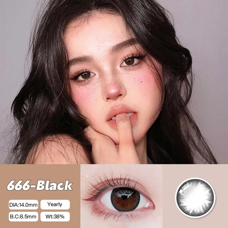 Mrs.H Hot Sale Power Natural Big Eyes Colored Grey Brownsoft Contact Lens Yearly 14.0mm —14.2mm Lenses