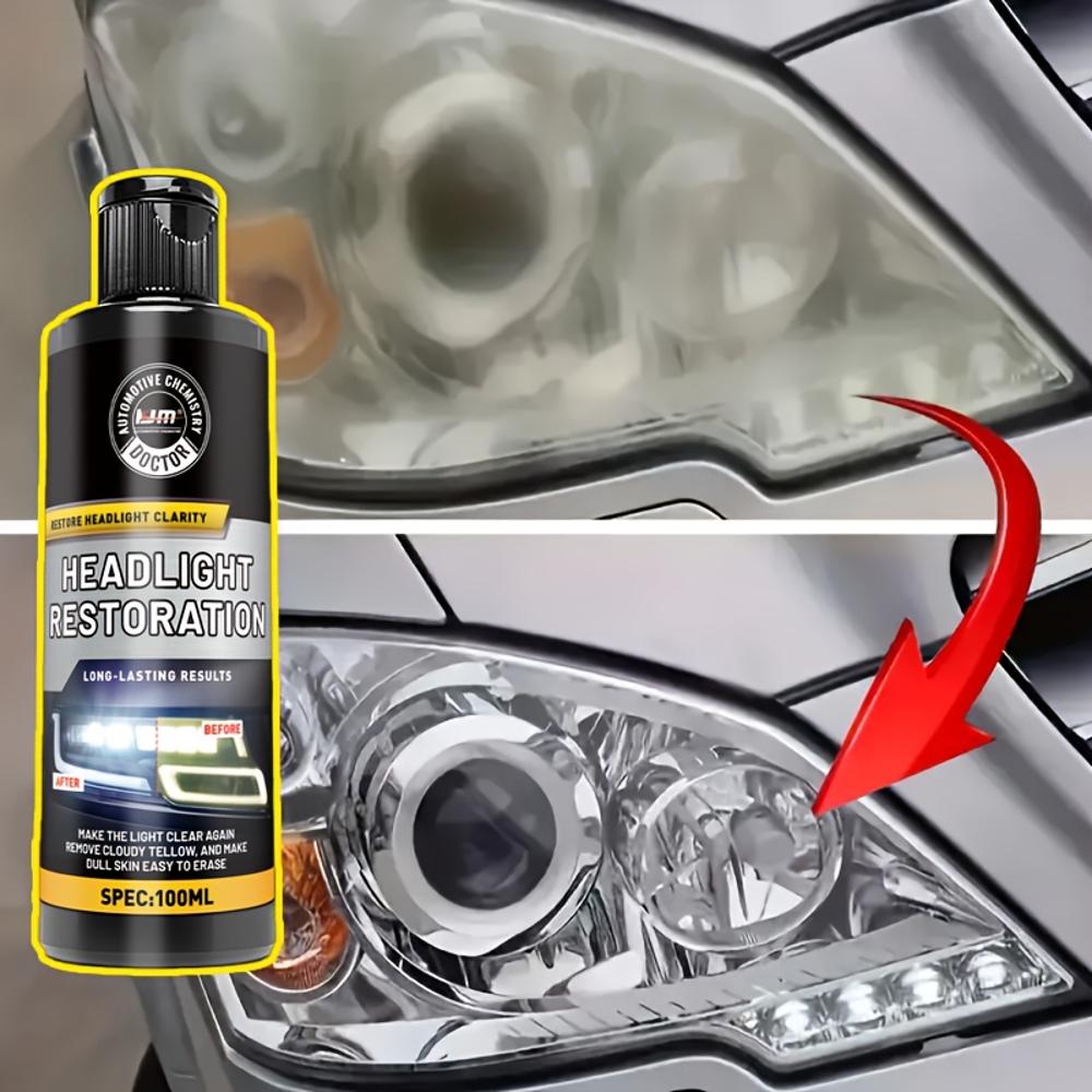 Professional Headlight Restorer – Removes Yellowing, Oxidation & Fogging – Abrasive Lens Polish for Brighter Headlights – Durabl