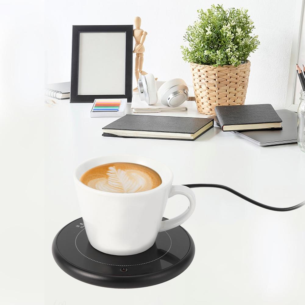 Aluminum Alloy Coffee Cup Mug Warmer Thermostatic Heating Plate Coaster Chinese Plug  Black