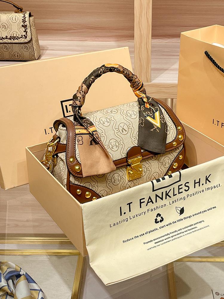 Nuova Borsa a Tracolla Diagonale da Donna con Texture in Vera Pelle, Piccola Borsa Quadrata Retrò Monospalla Portatile Alla Moda