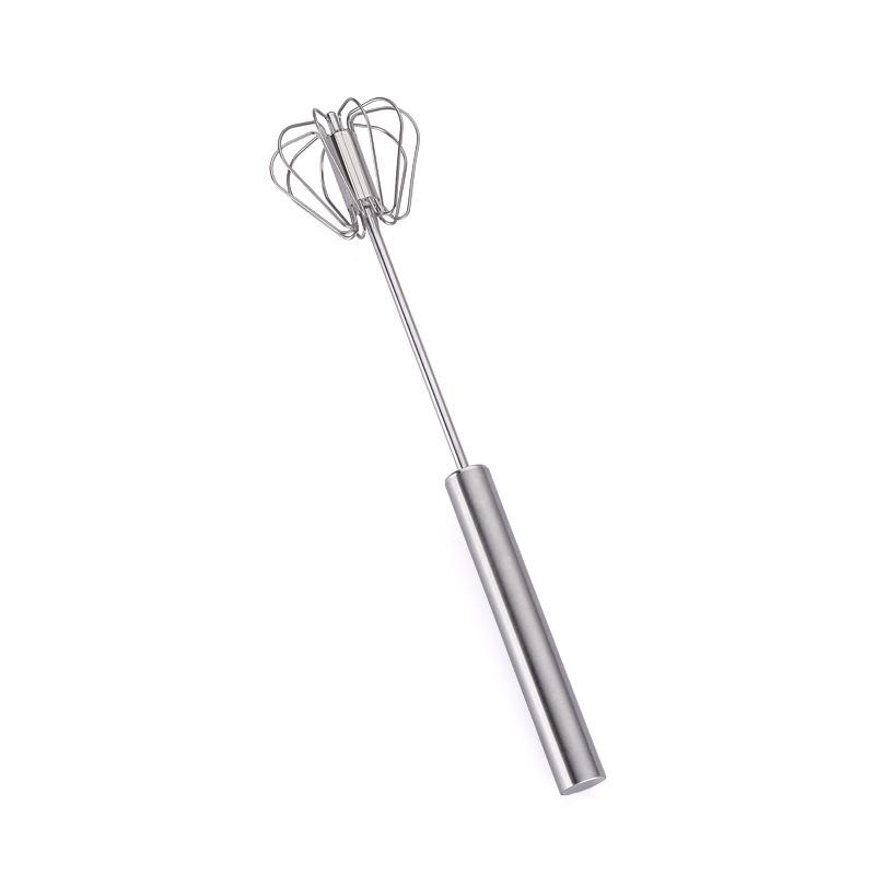 Stainless steel semi-automatic egg beater household press rotating egg beater baking tool cream egg mixer