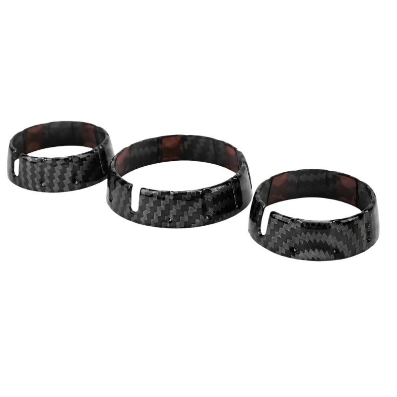 Dashboard Knob Trim Set for MINI F55 F56 F57 Carbon Fiber Look 3 Piece ABS Interior Control Panel Detail for Air Conditioner Area