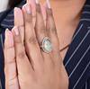 Green Prehnite Statement Ring, 925 Sterling Silver, Minimalist Bohemian Ring for Women