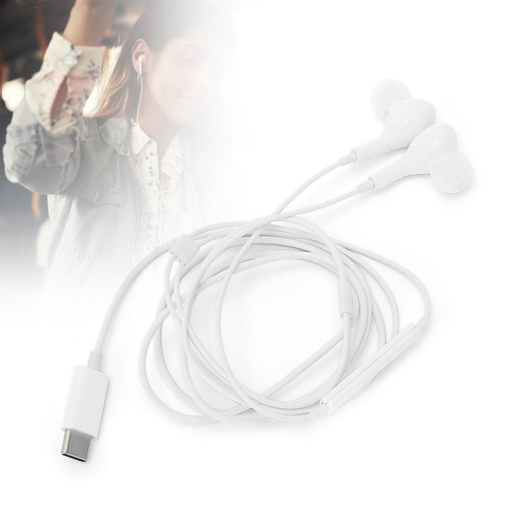 Wired Earphones Type C Digital Chip Noise Canceling Mobile Phone Earbubs with Volume Control