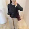 Winter Forest Style Lace Trim Knit Cardigan with 3D Flowers for Women