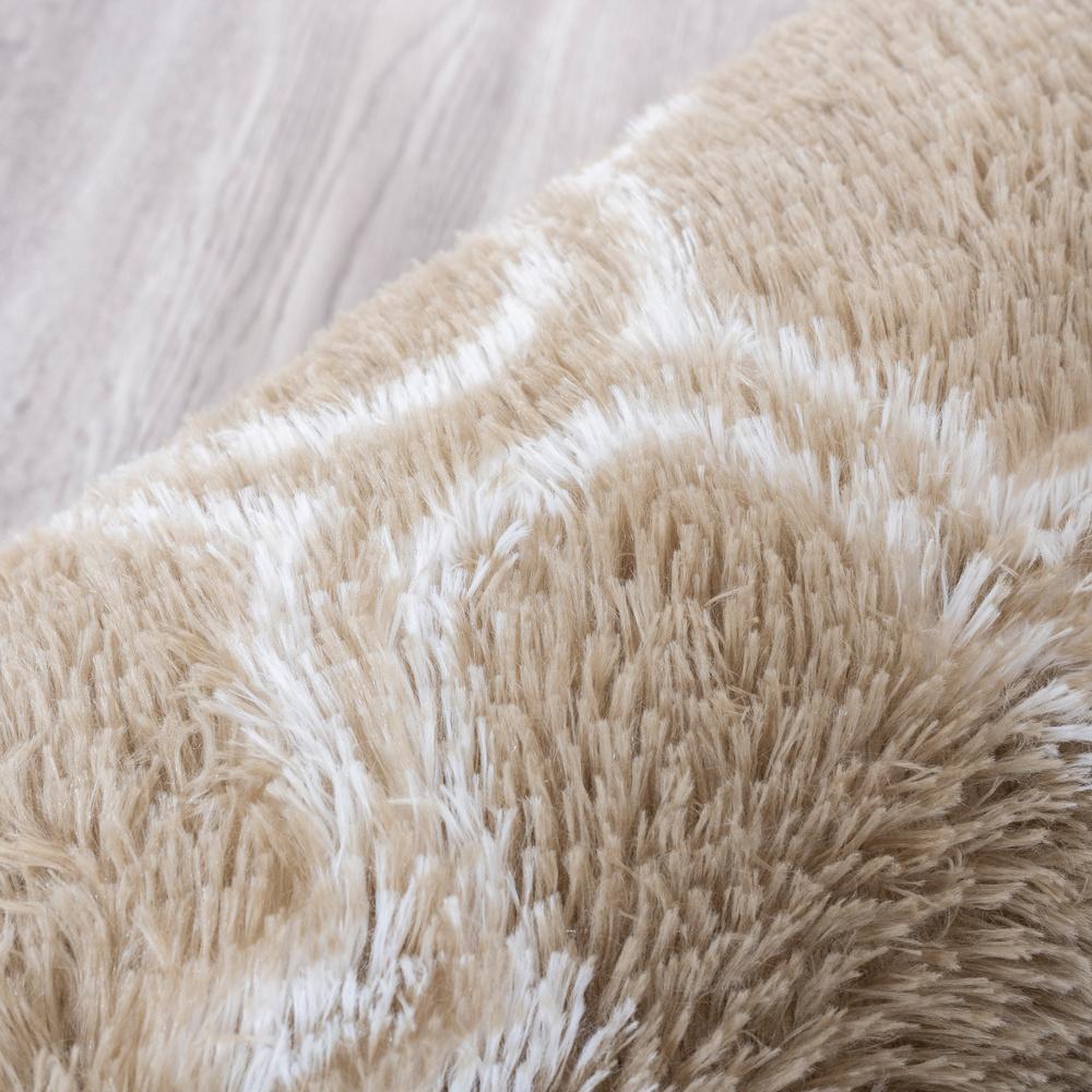 Dywan okrągły do salonu shaggy DECOR antypoślizgowy miękki puszysty 140x140 Khaki Lantern