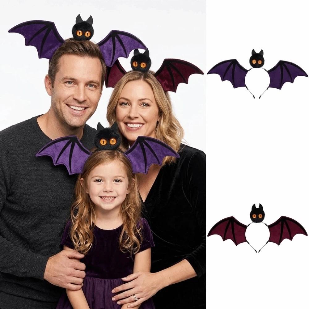 Plush Bat Ornament Bat Headband Soft Velvet Fabric Halloween Headband Bat Headpiece Night Party