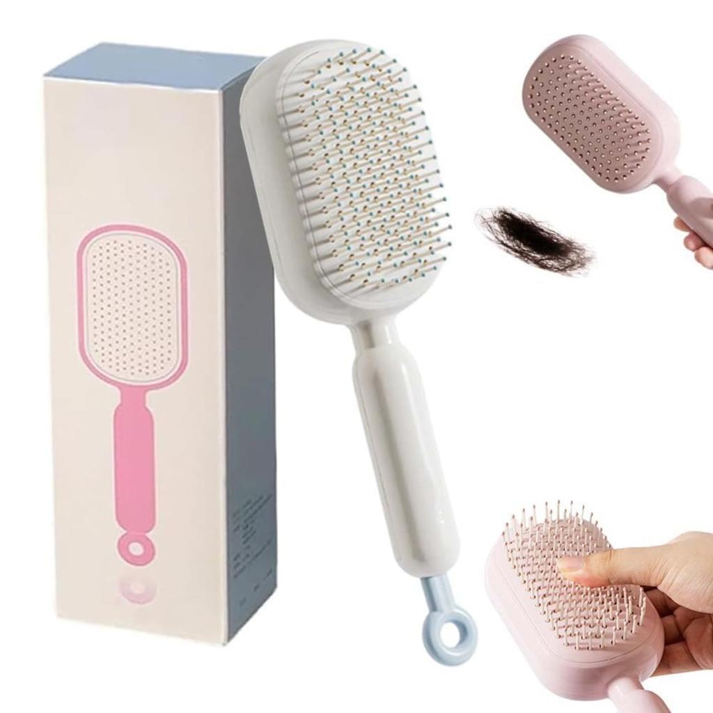2026 Upgrade Retractable Cushion Massage Comb, Anti Static Self Cleaning Hair Brush for Women and Men, Anti Static Pull Ring Air Cushion Massage Brush
