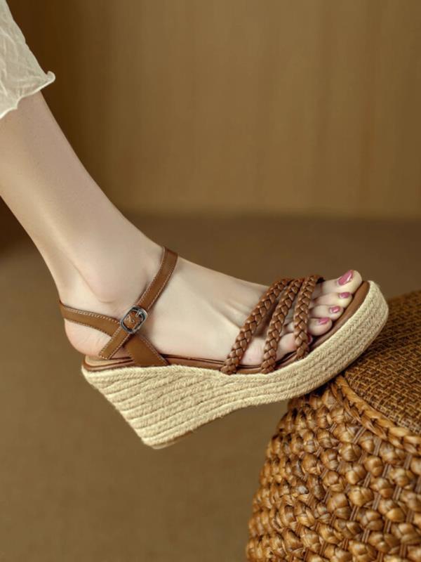 

Fashion Clogs With Heel Female Sandal Open Toe Womens Wedges Breathable 2025 Summer Ankle Strap Thick Girls Peep Platform High New Gladi 35