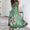 Women's Summer Fashion Retro Print V-Neck Sleeveless Long Dress