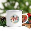 Snowman Printed Mug Enamel Coffee Milk Juice Cup white Handle Wine Beer Mugs Banquet Table Decorations Winter Christmas Eve Gift