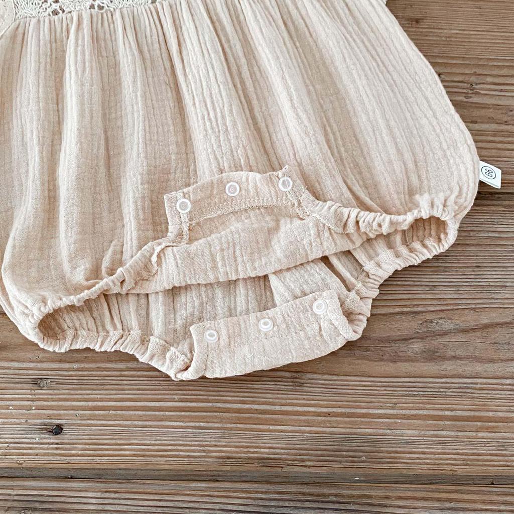 Infant Girls' Seersucker Ruffle Lace Sleeveless Dress