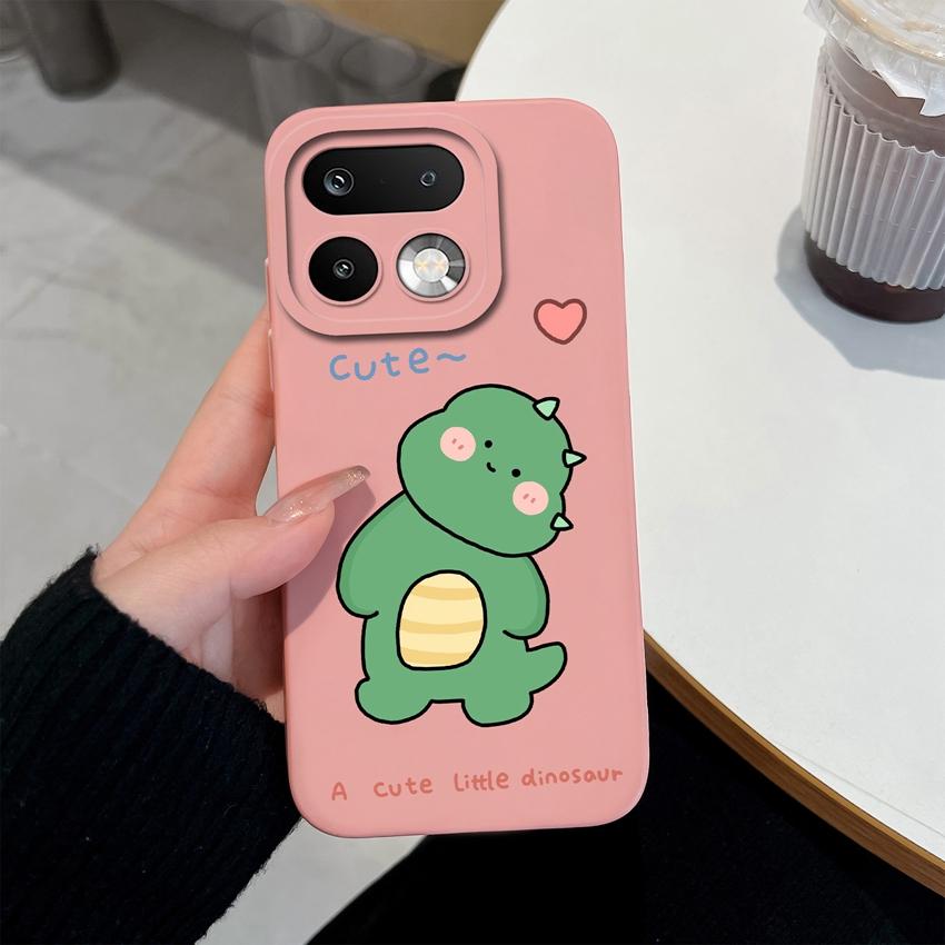 For Oppo Realme 16 14 15 Pro Plus C85 OPPO Reno 15 Pro 15F A6X Phone Case Lovely Dinosaur Camera Coverage Lightweight Soft Liquid Silicone Back Covers