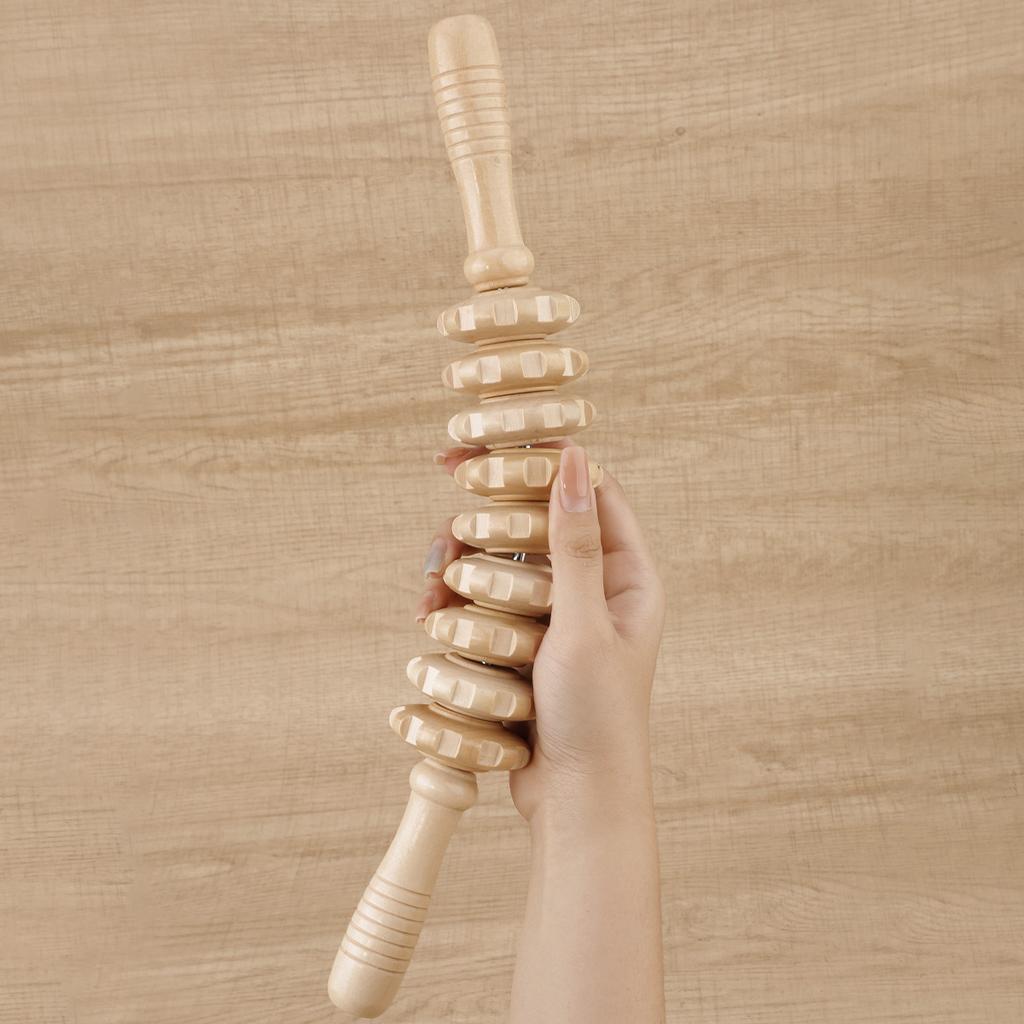 Wooden Therapy Massager Roller Trigger Point Massager Stick for Fascia Cellulite Muscle & Abdomen Body, Muscle Belly Relief Too