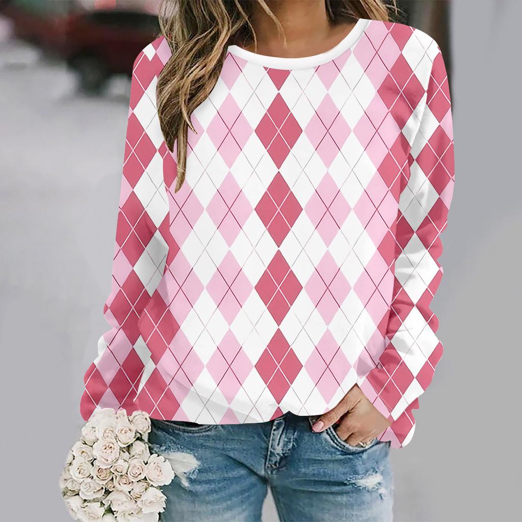 2025  Autumn and winter new fashion round neck long sleeve printed elegant casual loose hoodie