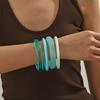 4Pcs/Set Multicolor Resin Bracelet Semi Transparent Punk Bracelet Set Acrylic Cuff  for Teenagers