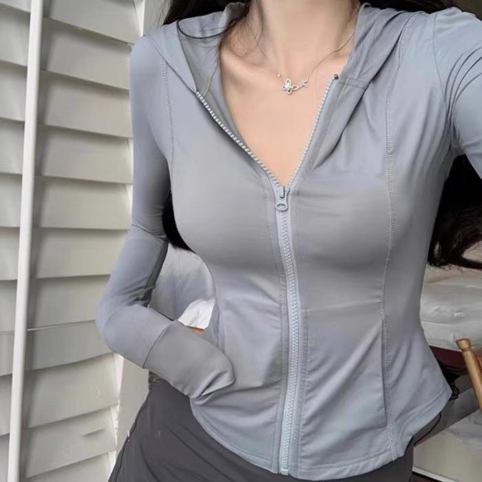 Korean Version of Hiphop Ice Silk Breathable Hooded Sunscreen Clothing Women's Summer Slim and Thin Casual Versatile Cardigan Jacket Tide