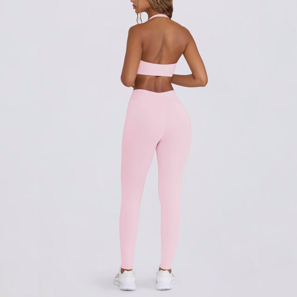 Show Chest Gathering Sports Underwear Trousers Set Fitness Neck Beautiful Back Yoga Pilates Quick Drying Two-piece Set