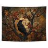 Halloween Gothic Tapestry, Halloween Black Raven Tapestry Wall Hanging, Dark Academia Halloween Black Crow Wall Art Blanket for