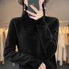 Seamless Knit Semi High Neck Women Long Sleeve Sweater Loose Fit Slimming Pullover Top