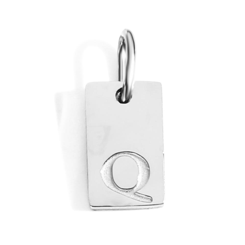 CARLIDANA Minimalist Letter Initial Jewelry Women Stainless Steel Gold Plated Rectangle Silver Color Alphabet Pendant Charm