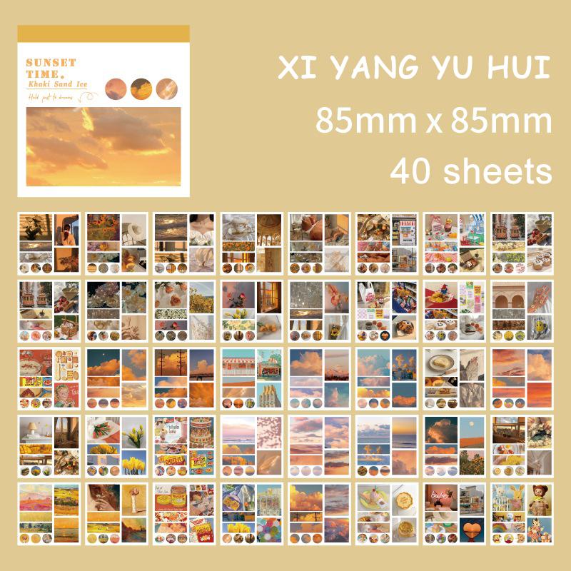 40 Sheets/book Aesthetic Landscape Oil Painting Art Girl Sticker Book DIY Magazine Decorative Art Scrapbook Material Stationery Stickers