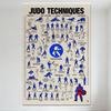 JUDO TECHNIQUES Educational Metal Tin Sign, Judo Practitioners Techniques Diagram Poster, Vintage Martial Arts Art Plaque for Ho