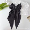 Oversized Satin Bow Hair Clip with Long Ribbon Elegant Solid Color Hairpin for Women Girls Party Daily Hairstyling