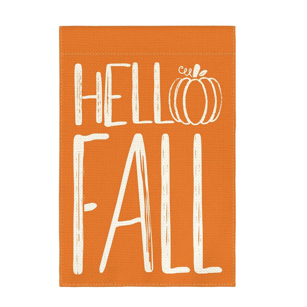 Linen Double Sided Garden Flag with Pumpkin Design for Fall Seasonal Outdoor Decoration 45 by 30 Centimeters Durable Fabric Yard Banner