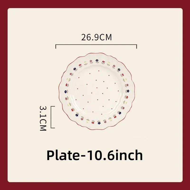Pattern Soup Bowl Salad Bowl Dish Oval Plate Pastoral Style Dinnerware Table Decoration Kitchen Gadgets Ceramic Tableware