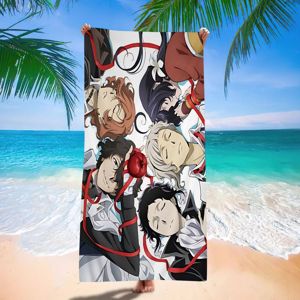 Cute Anime Bungo Stray Dogs Microfiber Blanket Quick Drying Beach Towels Oversized Printing Super Absorbent Pool Towel Blanket