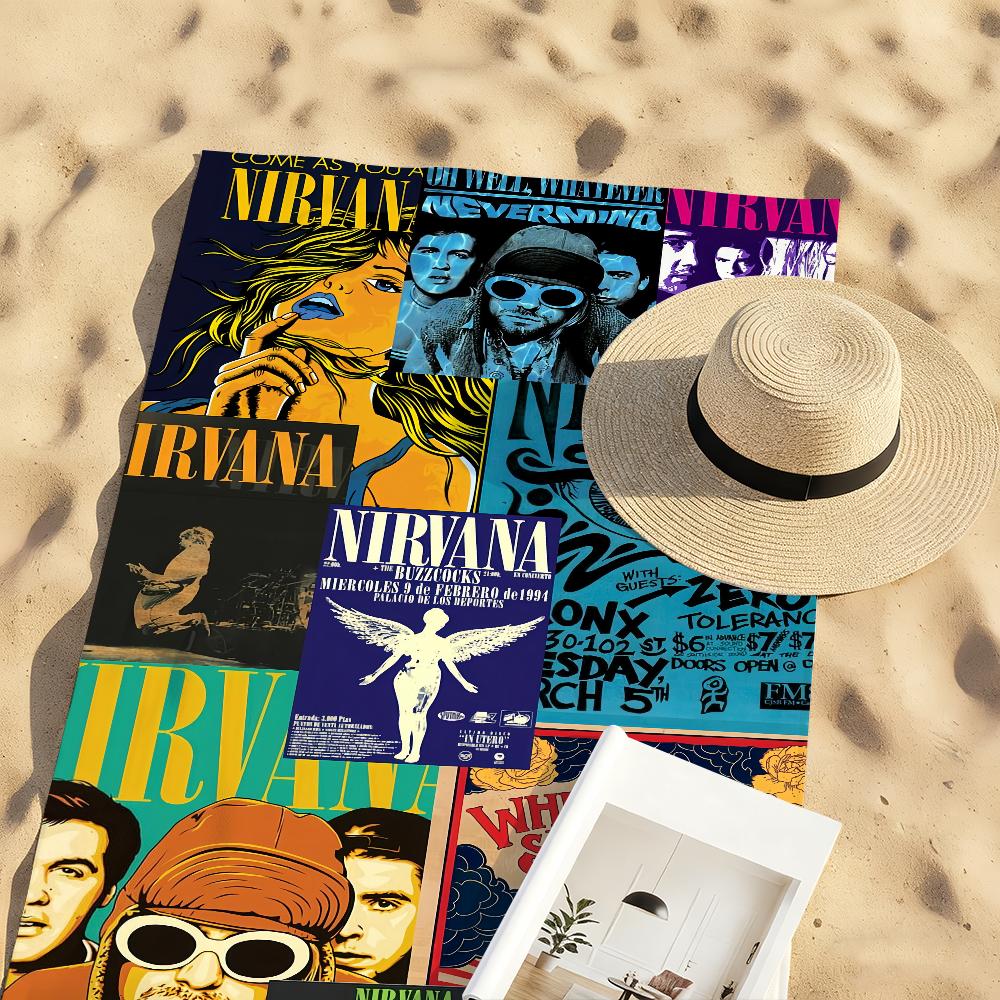 Rock Band Logo Handtuch Weich Pool Geschenk Für Reise Fitnessstudio Dusche Camping Schnelltrocknend Sport N-Nirvana-S Große Strandhandtücher
