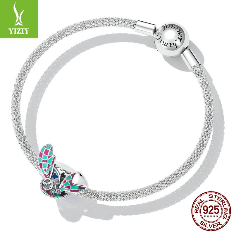 Rabbit Ear Magic Hat 925 Silver Bracelet Beads Contrasting Color Design Loose Bead String Scc2243