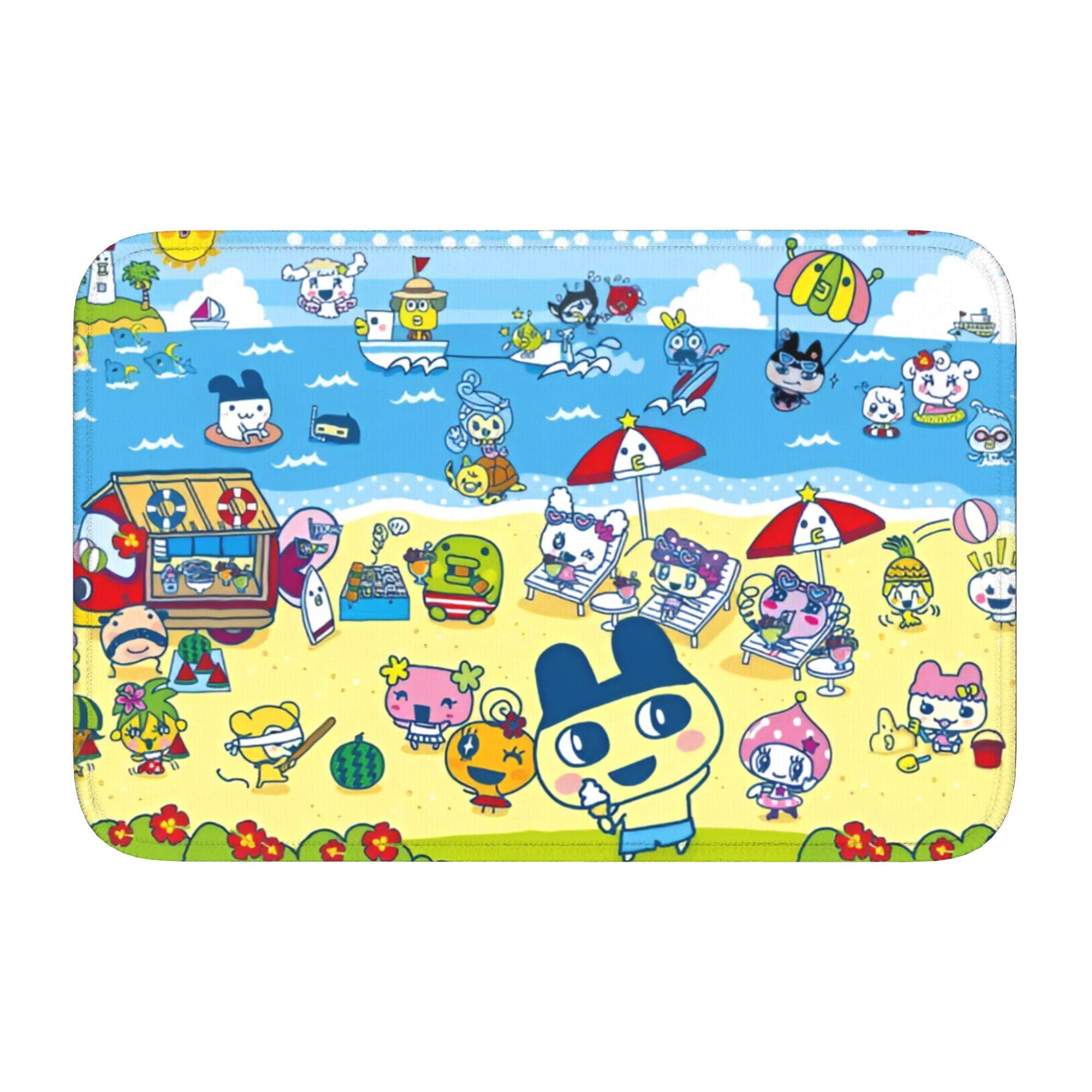 

Tamagotchies Cartoon Front Door Mat Anti-Slip Indoor Welcome Waterproof Doormat Floor Bathroom Entrance Rug Carpet Footpad 60cm x 90cm