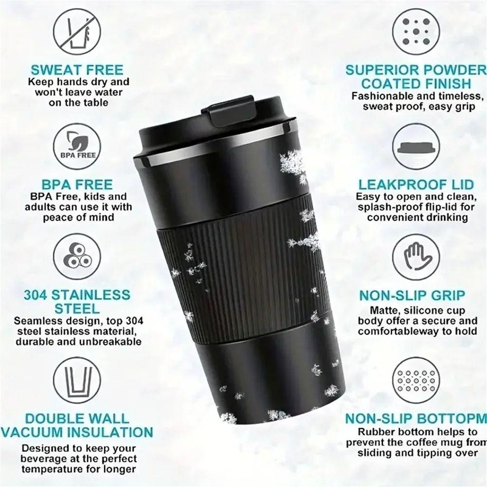 Double-layer Coffee Thermos 380ml/510ml Travel Thermal Mug Reusable Insulated Cup  Car Use