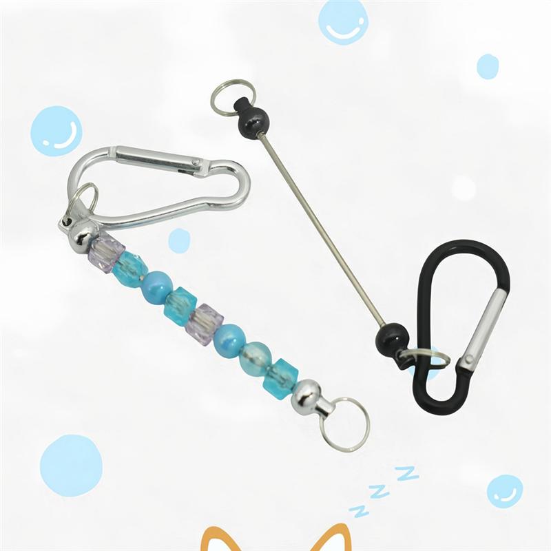 Good-10 Pcs Beadable Keychian Bars Small Carabiner Clips DIY Beaded Key Chains Charm Craft (No Beaded Included)