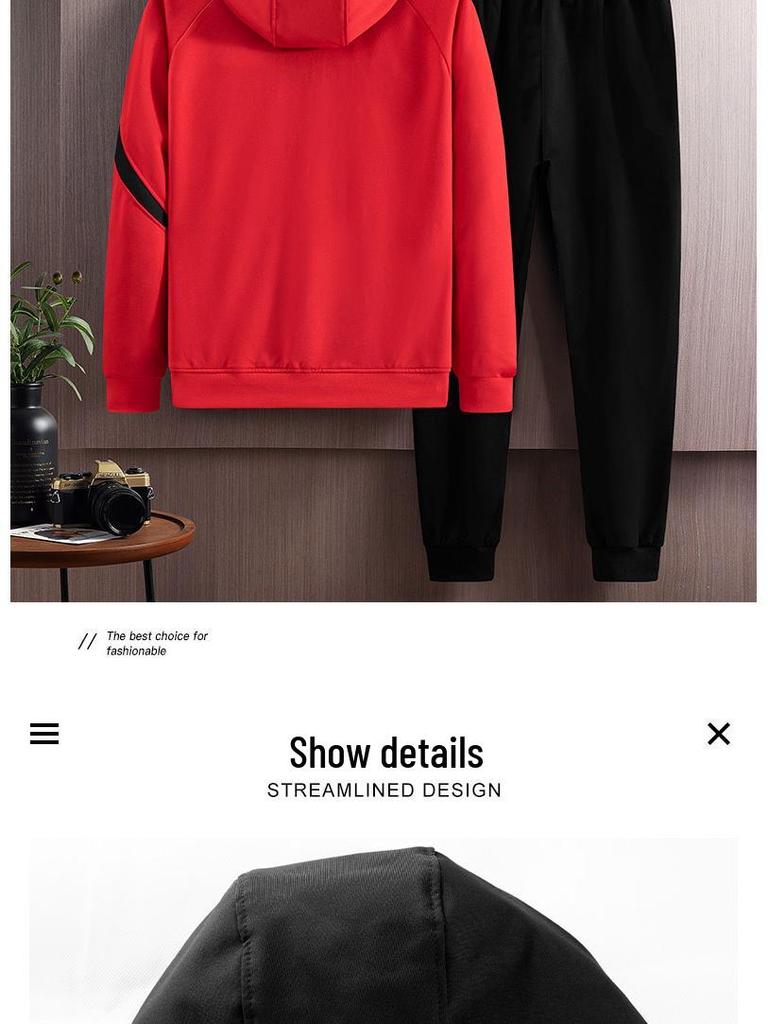 Pánský sportovní set kardigan s kapucí 2024: Dvoudílná ležérní tepláková souprava na běhání, jaro a podzim