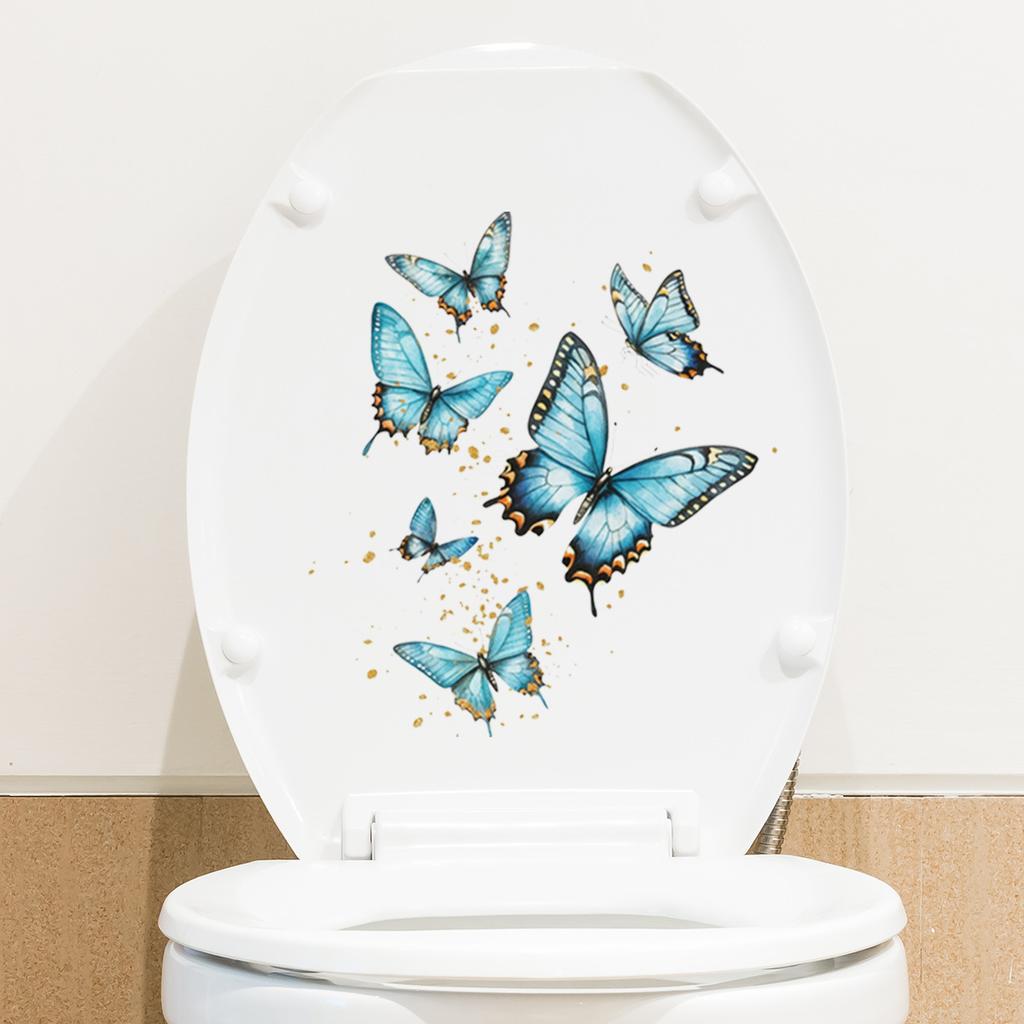 Self-adhesive Fresh Potted Flowers Butterflies Wall Stickers for Living Room Bedroom Home Background Decor