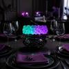 Halloween Cauldron Decoration LED Bubble Light, Color Changing Witch Potion Lamp, Spooky Gothic Glowing Brewing Prop Light Up Candle Holder for Party