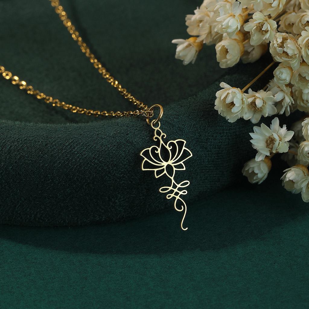 Men's and Women's Buddha Lotus Pendant Necklace, Bohemian Fashion Aesthetic Gift Jewelry.