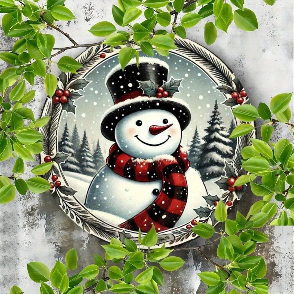 Vintage Snowman Tin Sign 8x8 Inch Christmas Winter Metal Wall Art Home Cafe Decor